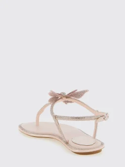 Sandalo Fairy Rene Caovilla in raso e pelle con strass all over