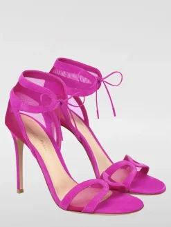 Sandalo Falene Gianvito Rossi in camoscio e nylon a rete