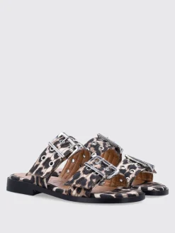 Sandalo Ganni in cotone organico stampa animalier