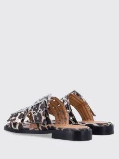 Sandalo Ganni in cotone organico stampa animalier