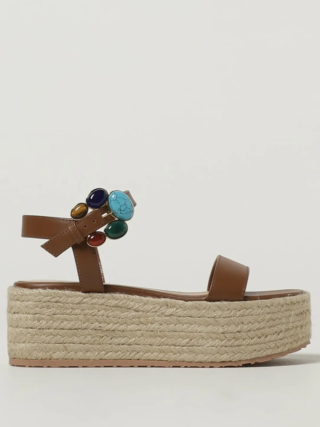 Sandalo Gianvito Rossi in pelle con fibbia di pietre cabochon