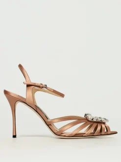 Sandalo Godiva Sergio Rossi in raso con fibbia gioiello