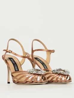 Sandalo Godiva Sergio Rossi in raso con fibbia gioiello