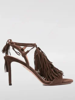 Sandalo Gytane Aquazzura in camoscio con frange