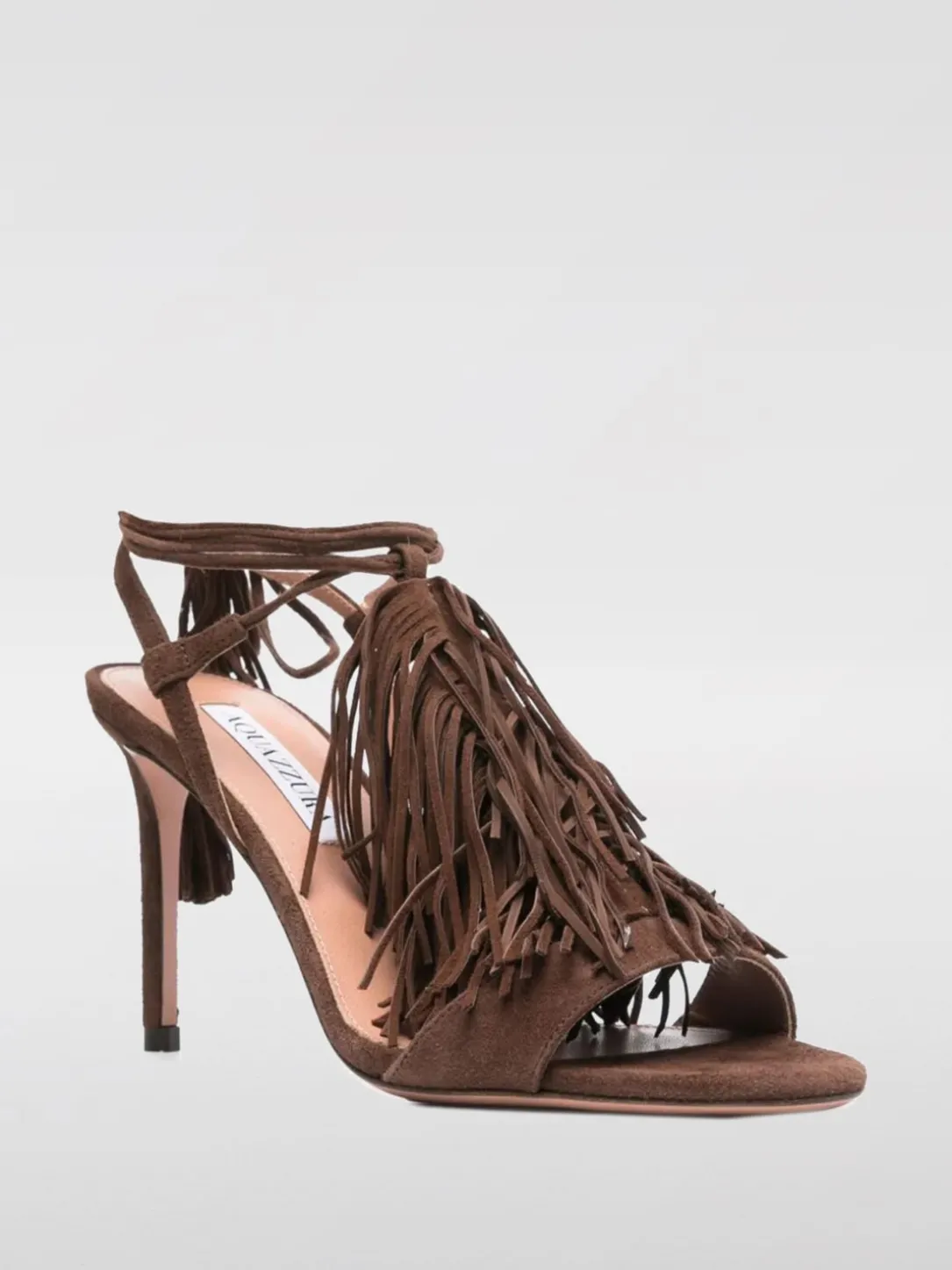 Sandalo Gytane Aquazzura in camoscio con frange