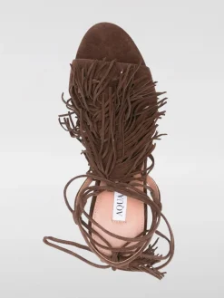 Sandalo Gytane Aquazzura in camoscio con frange