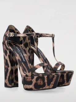 Sandalo Keira Dolce & Gabbana in raso stampa animalier