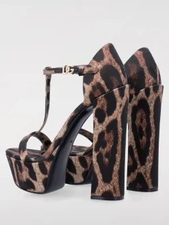 Sandalo Keira Dolce & Gabbana in raso stampa animalier