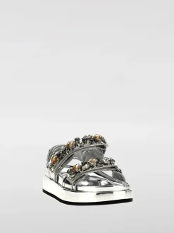 Sandalo Kira Sport Tory Burch in vernice laminata con strass incastonati