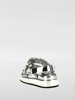 Sandalo Kira Sport Tory Burch in vernice laminata con strass incastonati