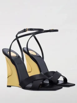 Sandalo Lucienne Saint Laurent in viscosa e pelle