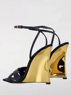 Sandalo Lucienne Saint Laurent in viscosa e pelle