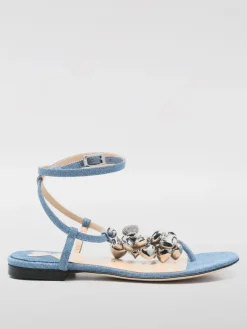 Sandalo Mach&Mach in denim di cotone con applicazioni