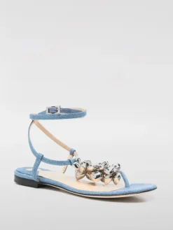 Sandalo Mach&Mach in denim di cotone con applicazioni