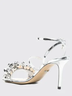 Sandalo Mach&Mach in vernice laminata con cuori pendenti