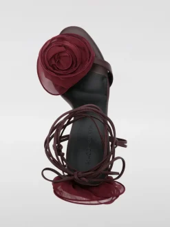 Sandalo Magda Butrym in nappa con rose di tulle applicate