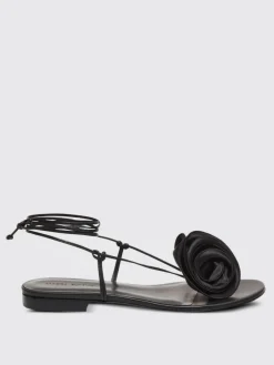 Sandalo Magda Butrym in pelle e raso con fiore applicatro