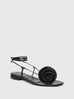 Sandalo Magda Butrym in pelle e raso con fiore applicatro