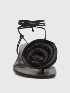 Sandalo Magda Butrym in pelle e raso con fiore applicatro