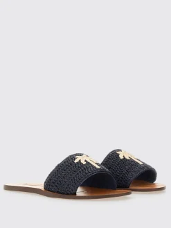 Sandalo Manebi in rafia con monogram ricamato