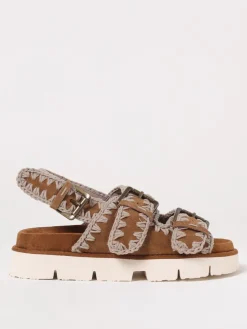 Sandalo New Bio Mou in camoscio con cuciture all'uncinetto