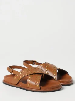 Sandalo Oval T Twinset in pelle con borchie