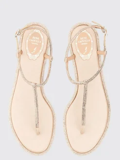 Sandalo Rene Caovilla in nappa con cristalli all over