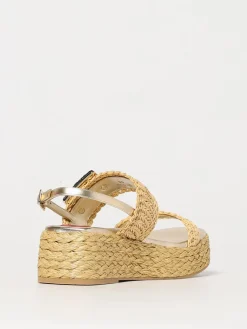 Sandalo Roger Vivier in rafia e pelle laminata