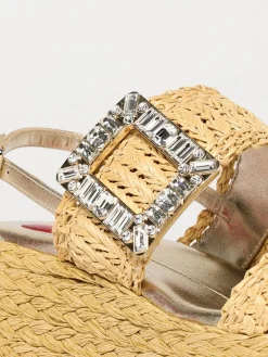 Sandalo Roger Vivier in rafia e pelle laminata