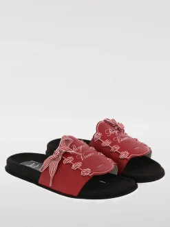 Sandalo Slidy Viv' etiquette in pelle con fiocco e logo impresso