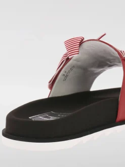 Sandalo Slidy Viv' etiquette in pelle con fiocco e logo impresso