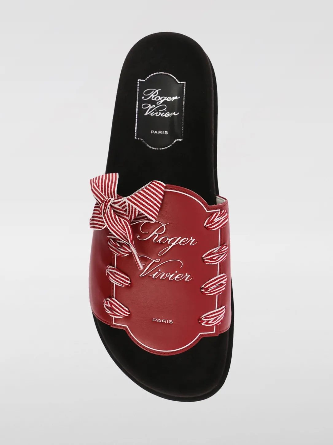 Sandalo Slidy Viv' etiquette in pelle con fiocco e logo impresso