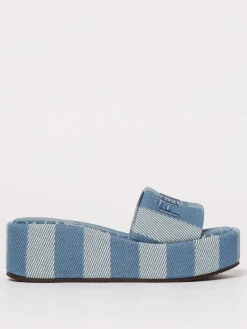 Sandalo Sunshine Fendi in canvas a righe jacquard