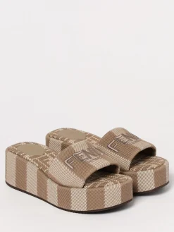 Sandalo Sunshine Fendi in canvas a righe jacquard