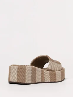 Sandalo Sunshine Fendi in canvas a righe jacquard