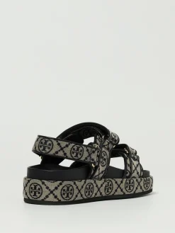 Sandalo T Monogram Tory Burch in misto cotone jacquard