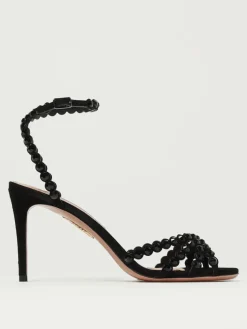 Sandalo Tequila Aquazzura in camoscio con strass