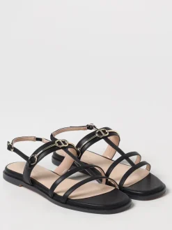 Sandalo Twinset in misto pelle con morsetto