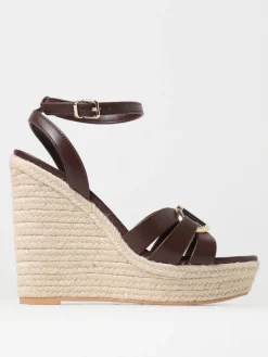 Sandalo Twinset in pelle con zeppa