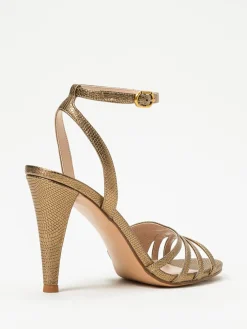 Sandalo Twinset in pelle laminata stampa lucertola