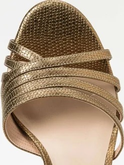 Sandalo Twinset in pelle laminata stampa lucertola