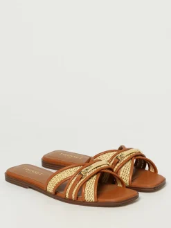 Sandalo Twinset in rafia e pelle