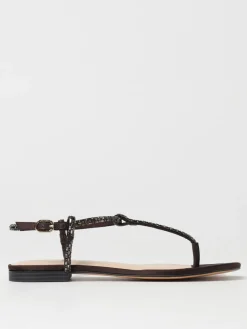 Sandalo Twinset in raso con strass applicati