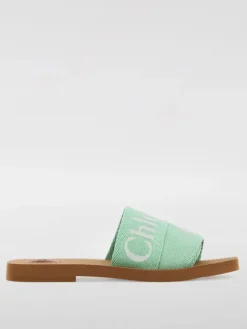 Sandalo Woody Chloè in canvas con logo ricamato