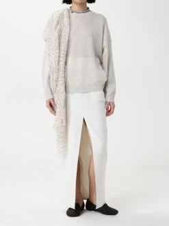 Sciarpa Ethnic Print Brunello Cucinelli in lino stampato