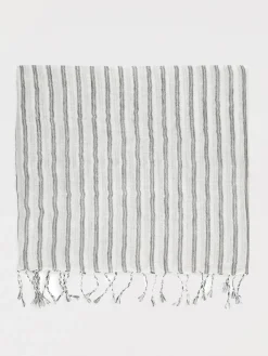 Sciarpa Sparkling Brunello Cucinelli in lino con righe jacquard