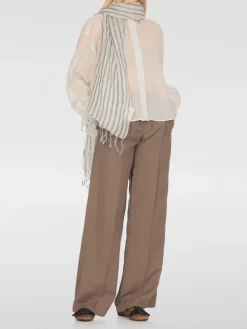 Sciarpa Sparkling Brunello Cucinelli in lino con righe jacquard