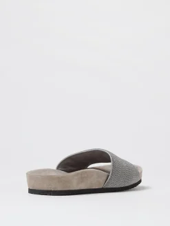 Sliders Brunello Cucinelli in camoscio con monile