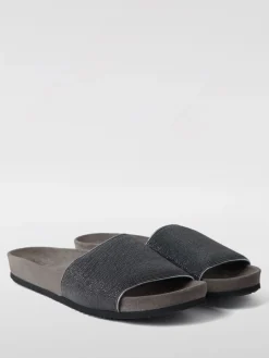 Sliders Brunello Cucinelli in camoscio con monile