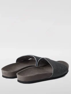 Sliders Brunello Cucinelli in camoscio con monile